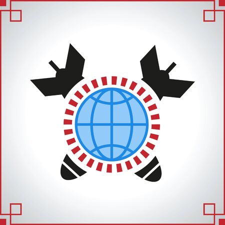 Abstract background with graphic globe, bomb and raysのイラスト素材