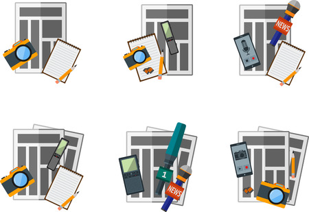 Set of flat news icon with journalistic items.のイラスト素材