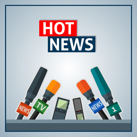 News background with microphones.のイラスト素材