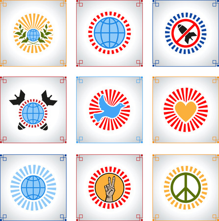 Set of abstract background with graphic peace sign and raysのイラスト素材