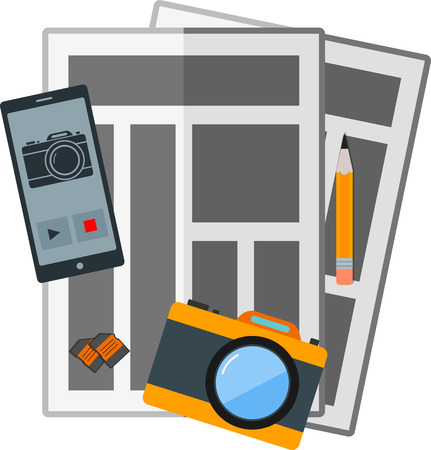 Flat news icon with journalistic items.のイラスト素材