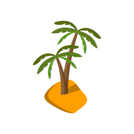 Flat image of palm tree on island.のイラスト素材