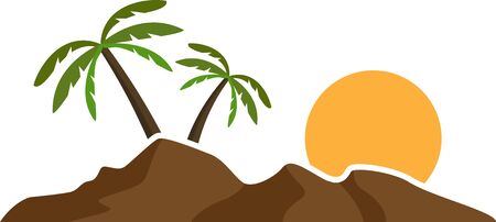 Flat image of graphic island with palm treesのイラスト素材