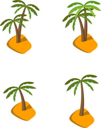 Set of flat image of palm tree on island.のイラスト素材