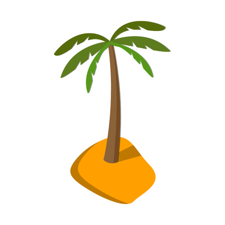 Flat image of palm tree on island.のイラスト素材