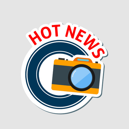Hot news emblem with camera.のイラスト素材