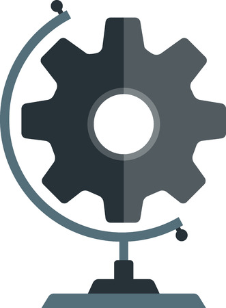Abstract flat globe with cogwheelのイラスト素材