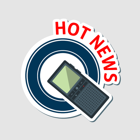 Hot news emblem with dictaphone.のイラスト素材
