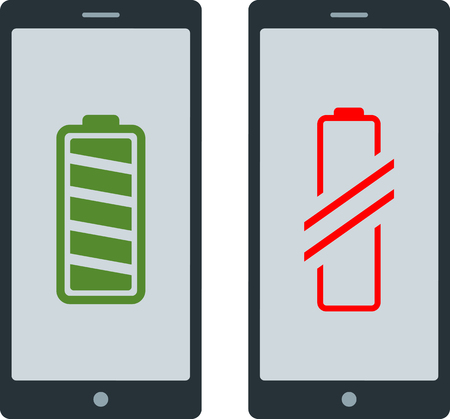 Flat telephone with charge indicator. Flat graphicのイラスト素材