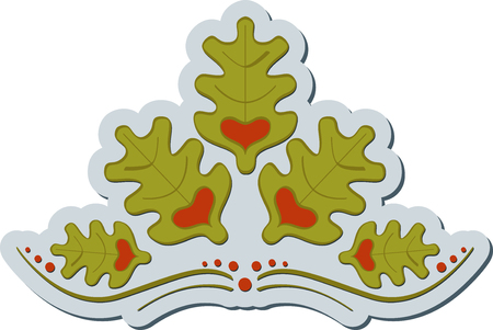 Abstract graphic label of oak symbol with heart. Oak labelのイラスト素材