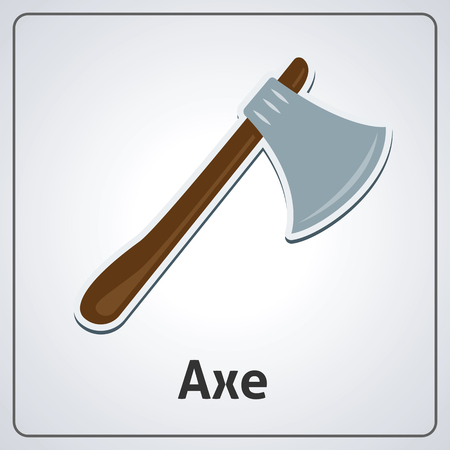 Flat image of medieval axe. Vector medieval axeのイラスト素材