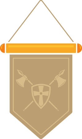 Flat image of medieval pennant with symbol. Vector medieval pennantのイラスト素材