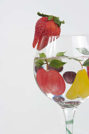 Fruit cocktail on a white backgroundの写真素材