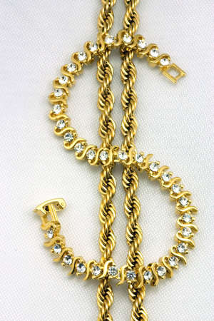 Golden chain and braceletの写真素材