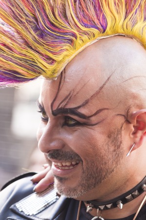 SAO PAULO, BRAZIL - June 7, 2015: An unidentified Gay punk, celebrating lesbian, gay, bisexual, and transgender culture in the 19th Gay Pride Parade Sao Pauloのeditorial素材