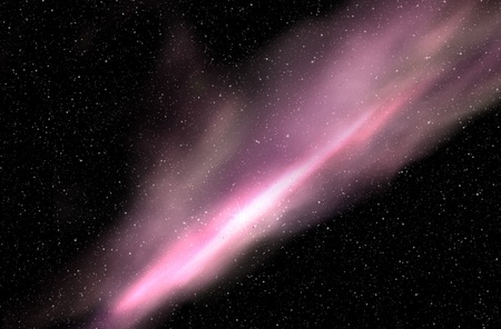Vibrant night with starry sky and pink nebula