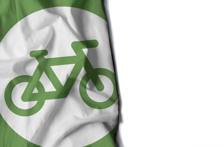 flag of bicycle icon,  wrinkled flag with space for textの写真素材