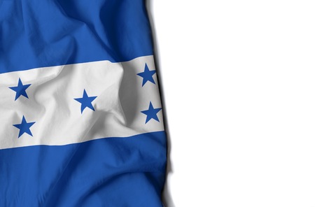 flag of honduras, honduran wrinkled flag with space for textの写真素材