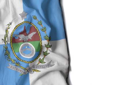 flag of rio de janeiro state, wrinkled flag with space for textの写真素材