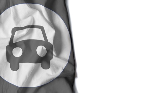 flag of a icon car, wrinkled flag with space for textの写真素材