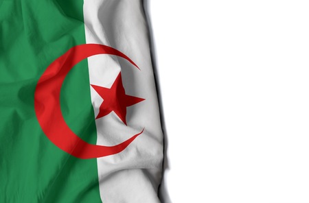 flag of Algeria, Algerian wrinkled flag with space for textの写真素材