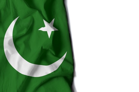 flag of pakistan, Pakistani wrinkled flag with space for textの写真素材