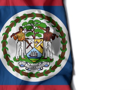 flag of belize, belizean wrinkled flag with space for textの写真素材
