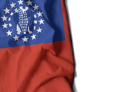 flag of myanmar, wrinkled flag with space for textの写真素材
