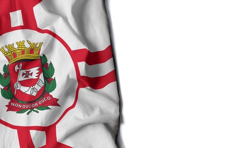 flag of sao paulo, brazilian state wrinkled flag with space for textの写真素材