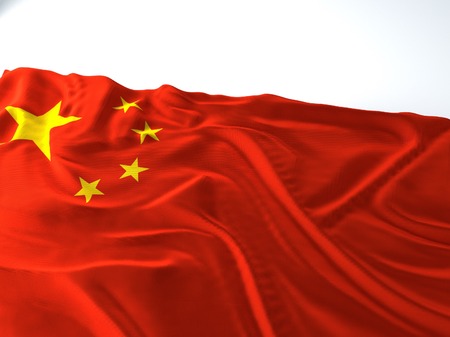 3d render iustration of a Waving china Flag on white backgroundの写真素材