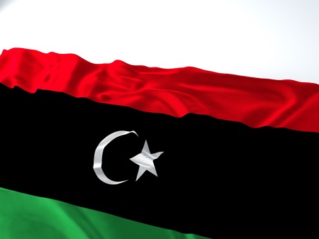 3d render iustration of a Waving libyan Flag on white backgroundの写真素材
