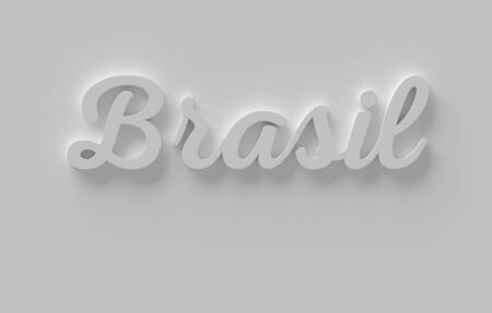 Clean 3d word Brasil in a white wall, Rendering illustrationの写真素材