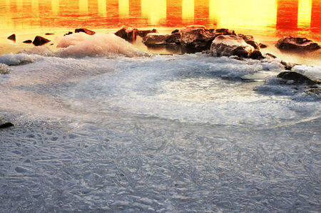 cold night draws in snow, frost fantastic incredible designs, graphics and rigorous, it is the natural beauty of frost in the morning or in the evening in the bitter cold clear dayの写真素材