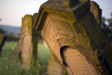 Ukraine, Galich- 24, July, 2015: At the Karaite cemetery in the village Zalukva near Galich (Ivano-Frankivsk region, Ukraine) remained around 200 gravestone monuments. The oldest of them dated from the mid-XVIII centuryのeditorial素材