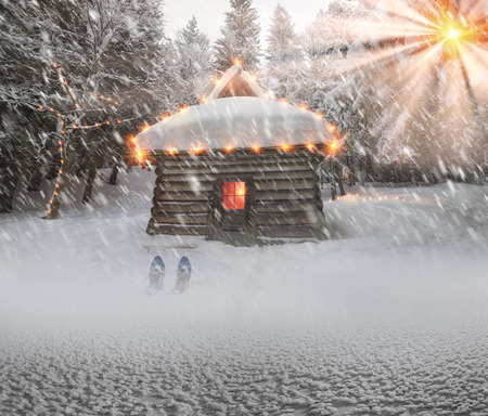 Back in the wild forest, among the legendary mountains of Eastern Europe Ukraine- are houses of shepherds and hunters, covered with snow, where tourists rarely come travelers climbers to the top of Montenegro- Chernogoraのeditorial素材