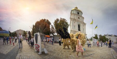 Kyiv; Ukraine-August 24; 2014: After the military parade on Khreschatyk in honor of Independence Day...