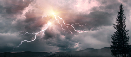 Scary clouds scenic natural phenomena in a cloud of black and white shades and dazzling colors -...