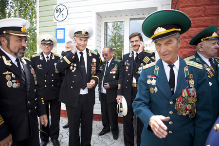 Ukraine, Orshanets, May 25, 2011: Veterans of the war in the border garrison  of the celebration of...