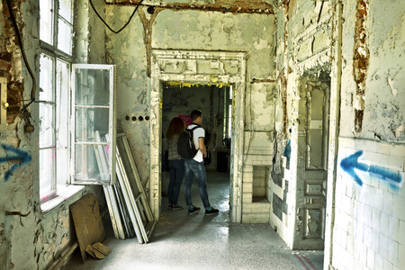 The old palace of the 19th century Polish Count Pototsky in Ivano-Frankivsk, Ukraine. When the USSR was a military hospital, then the building was long without a major repairのeditorial素材