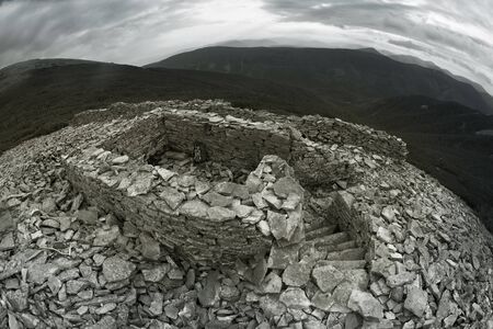 In the Ukrainian Carpathians the wildest region is the Gorgan, the highest peak of Syvula. The old Polish, Slovakian Czech and Russian fortifications from the First World Warの写真素材