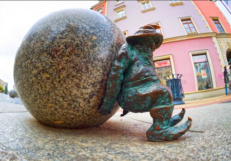 Poland, Wroclaw, October 30, 2017: Bronze gnomes became a real symbol of Wroclaw and one of the main tourist attractions of the city in Poland. There are special maps, excursions のeditorial素材
