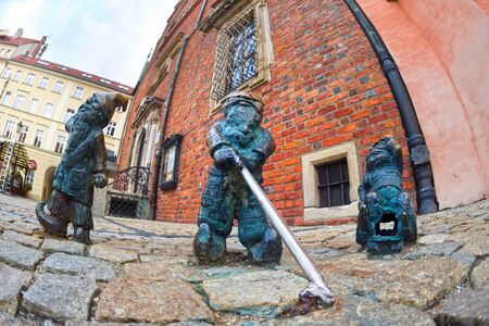 Poland, Wroclaw, October 30, 2017: Bronze gnomes became a real symbol of Wroclaw and one of the main tourist attractions of the city in Poland. There are special maps, excursions のeditorial素材