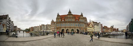 Poland, Gdansk, May 23, 2019: old Polish cultural center. Medieval streets with rich architecture and a mass of tourists travelersのeditorial素材
