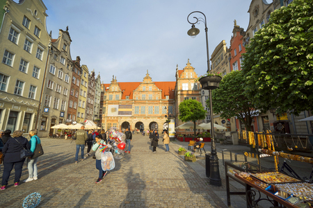 Poland, Gdansk, May 23, 2019: old Polish cultural center. Medieval streets with rich architecture...