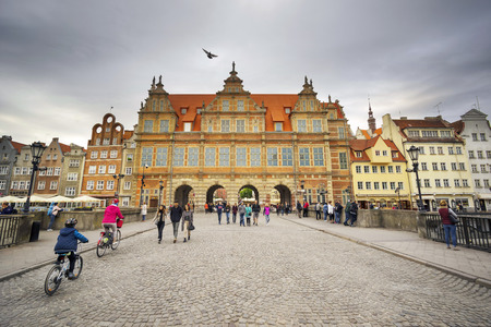 Poland, Gdansk, May 23, 2019: old Polish cultural center. Medieval streets with rich architecture...