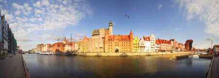 Gdansk in Poland and its Embankment - a famous place loved by tourists from all over Europe with...