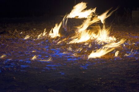 Natural gas comes out of the land in the village of Lisova Slobidka (Lesnaya Slobodka) Ukraine,...