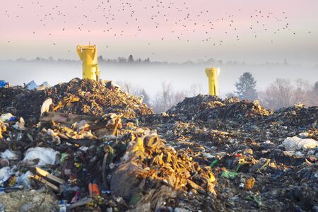Garbage of household waste is used for the decomposition of organics and the production of household gases in industry and the urban population for recyclingの写真素材