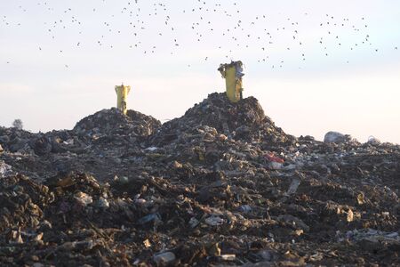 Garbage of household waste is used for the decomposition of organics and the production of household gases in industry and the urban population for recyclingの写真素材