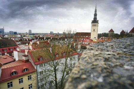 Tallinn, Estonia view of city streets and squares with traditional Baltic houses. Now the view attract tourists and travelers.の写真素材